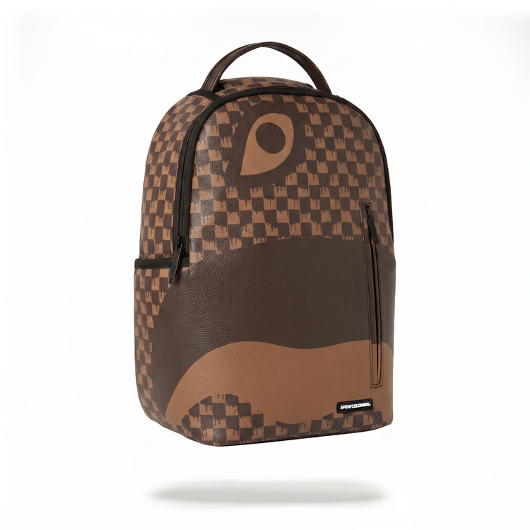 DARK BROWN CHECKERED BACKPACK