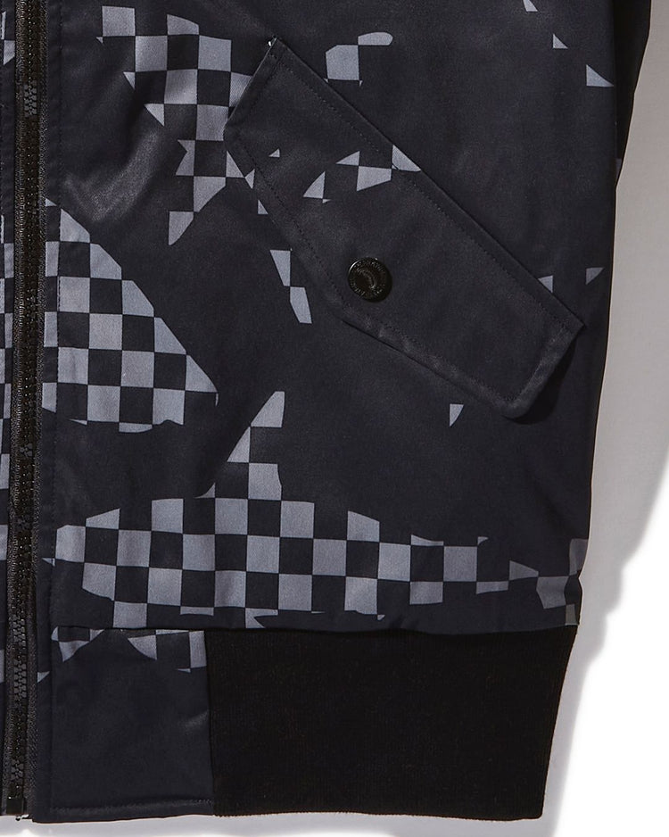 SHARK CAMO ZIP FRNT BOMBER JACKET BLACK