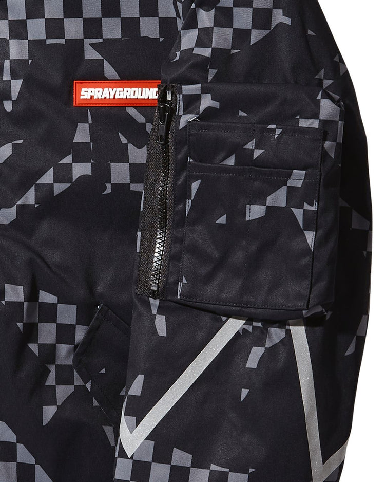 SHARK CAMO ZIP FRNT BOMBER JACKET BLACK