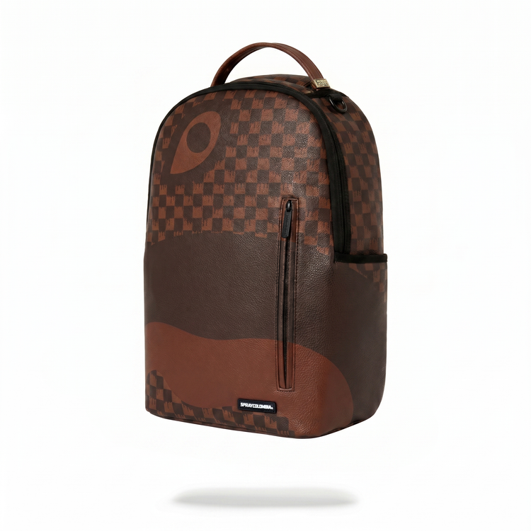 BROWN CHECKERED EYE BACKPACK