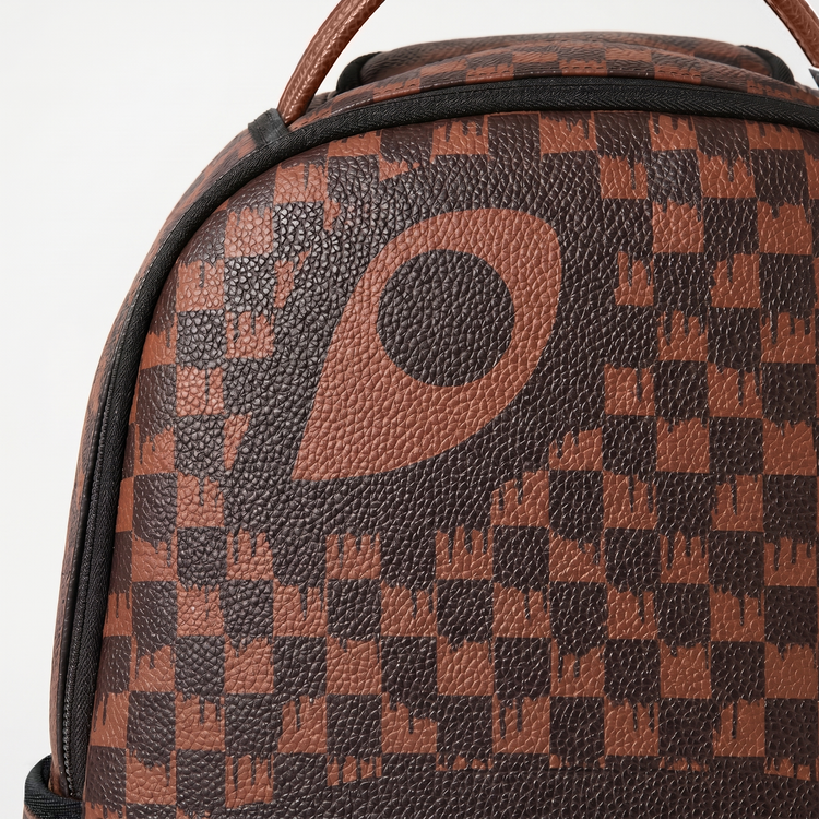 BROWN CHECKERED EYE BACKPACK