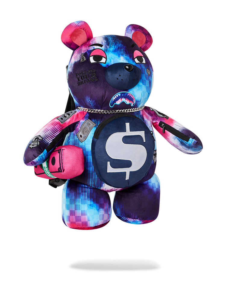METALLIC TYE DYE BEAR BACKPACK