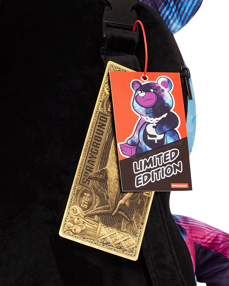 METALLIC TYE DYE BEAR BACKPACK