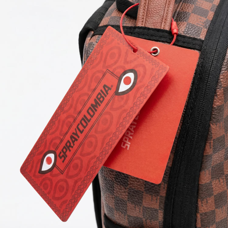 BROWN CHECKERED EYE BACKPACK