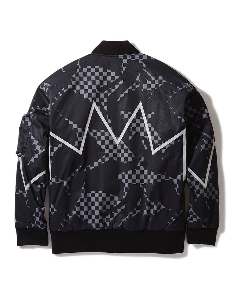 SHARK CAMO ZIP FRNT BOMBER JACKET BLACK